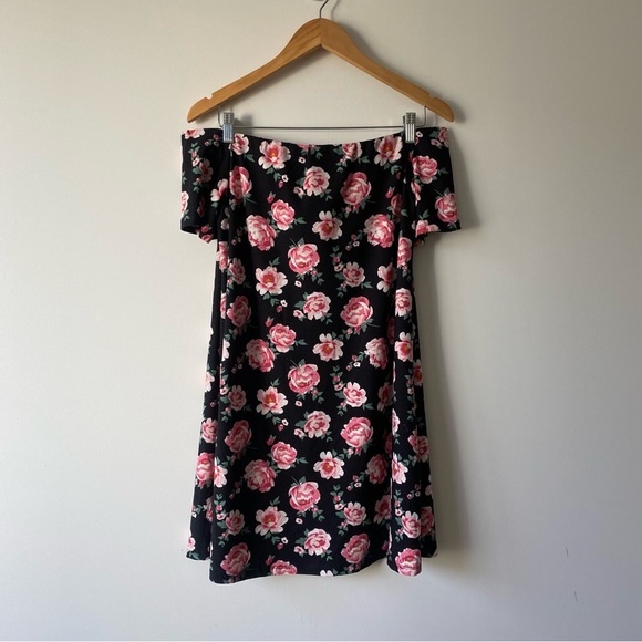 H&M Off The Shoulders Bold Floral Shift Dress Medium - Picture 1 of 10